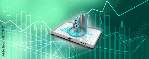 3d rendering Stock market online business concept. business Graph on mobile 