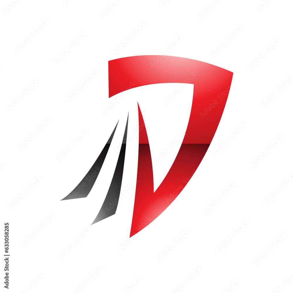 Red and Black Glossy Letter D Icon with Tails Red and Black Glossy Letter D Icon with Tails