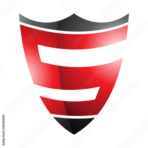 Free Download Red and Black Glossy Shield Shaped Letter S Icon - GFXLoad