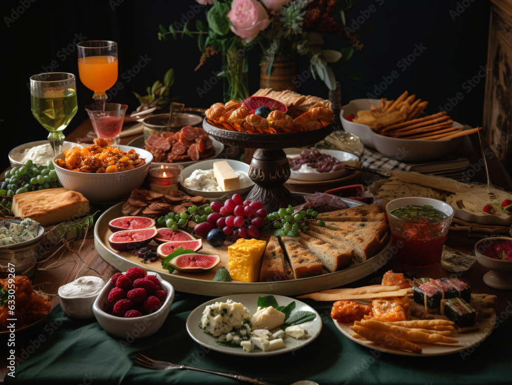 Table full with food