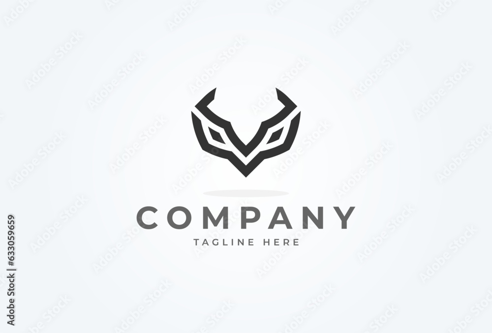 Initial V Owl logo. modern letter V forming owl head. Flat Vector Logo Design Template. vector illustration Initial V Owl logo. modern letter V forming owl head. Flat Vector Logo Design Template. vector illustration
