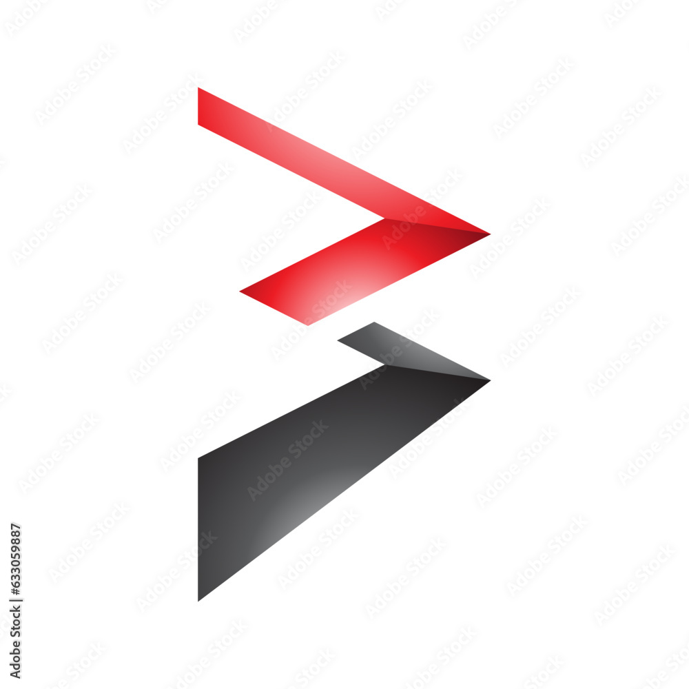Red and Black Glossy Zigzag Shaped Letter B Icon Red and Black Glossy Zigzag Shaped Letter B Icon