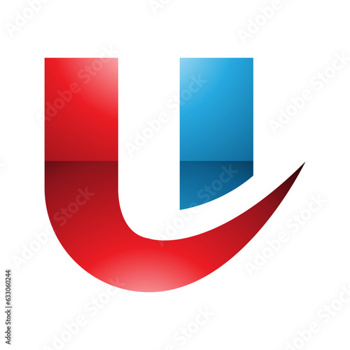 Free Download Red and Blue Glossy Bold Curvy Shaped Letter U Icon - GFXLoad