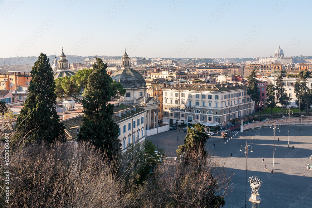 High angle view of historical Italian city square