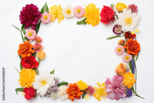 Frame made of different colorful flowers