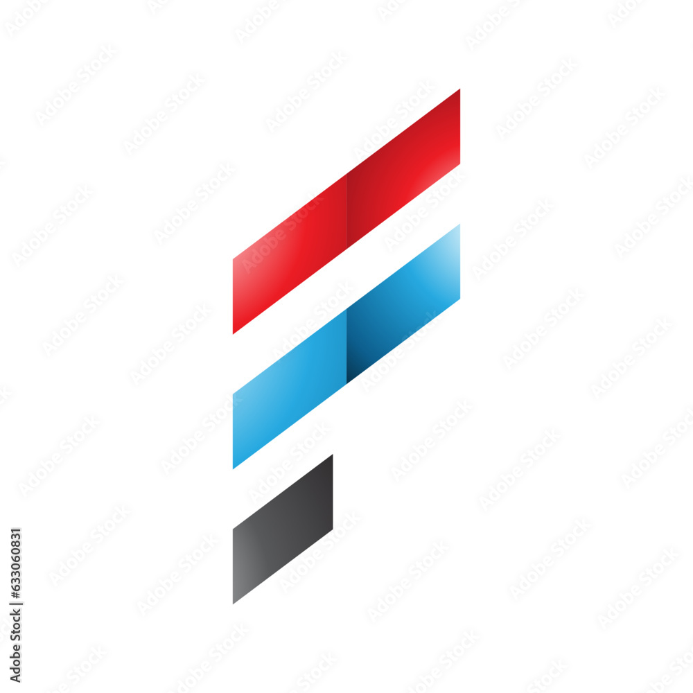 Red and Blue Glossy Letter F Icon with Diagonal Stripes Red and Blue Glossy Letter F Icon with Diagonal Stripes