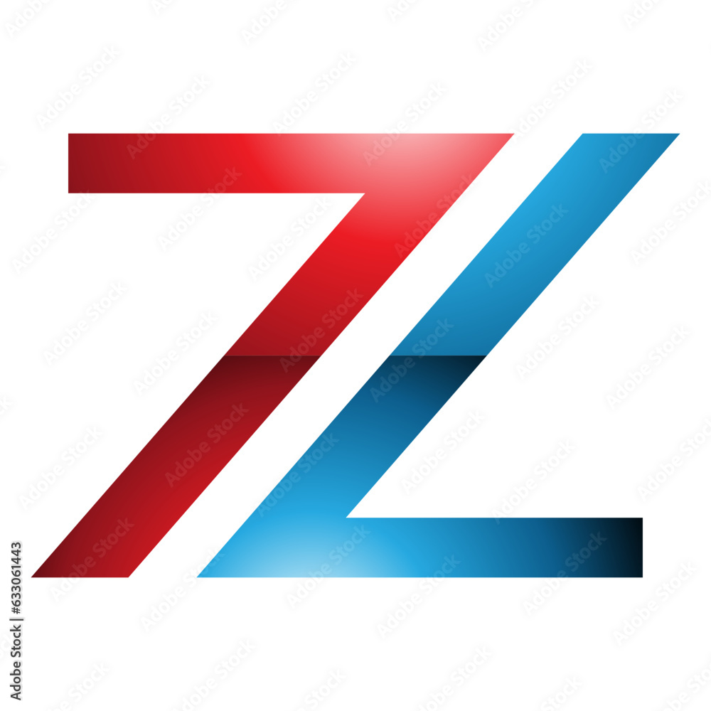 Red and Blue Glossy Number 7 Shaped Letter Z Icon Red and Blue Glossy Number 7 Shaped Letter Z Icon