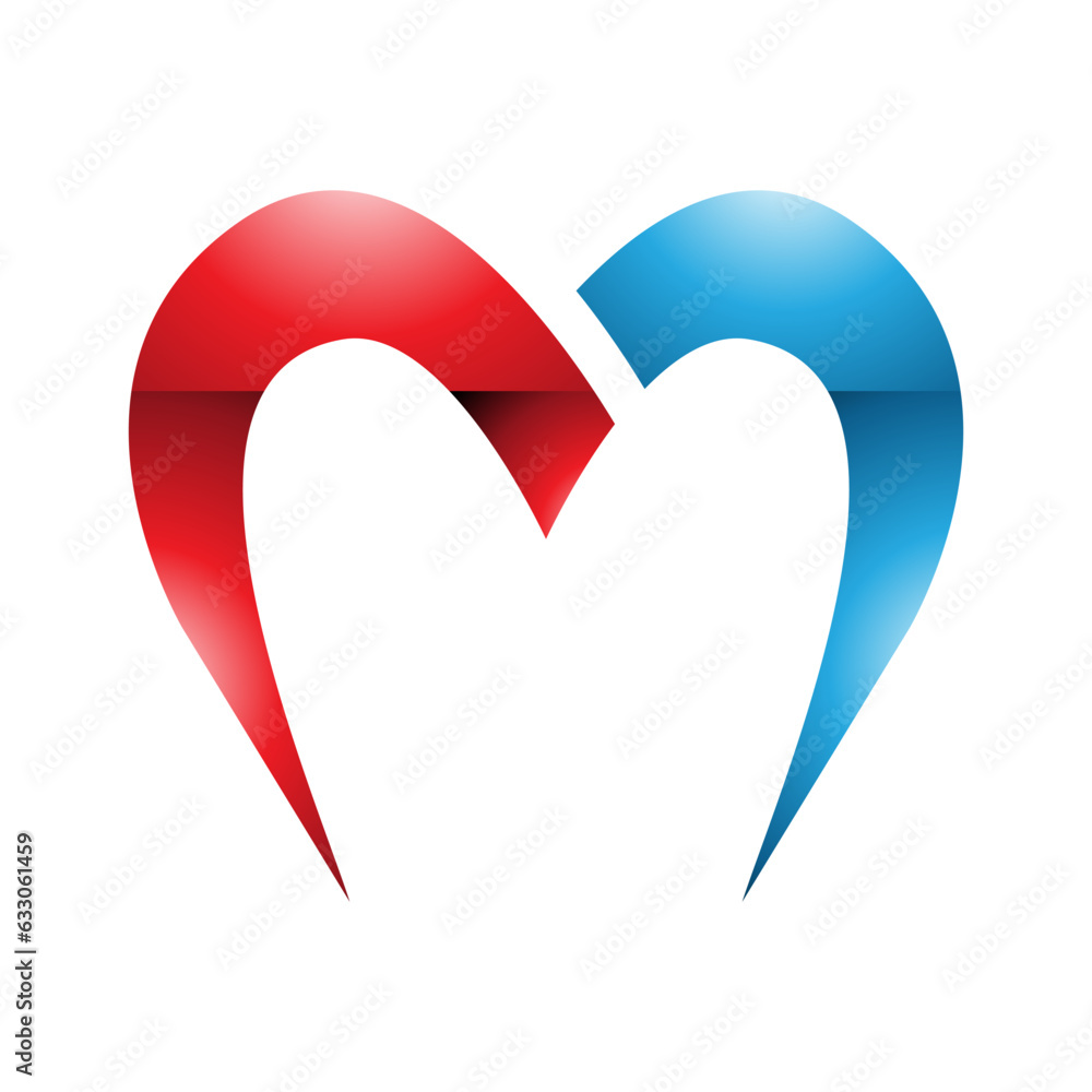 Red and Blue Glossy Parachute Shaped Letter M Icon Red and Blue Glossy Parachute Shaped Letter M Icon