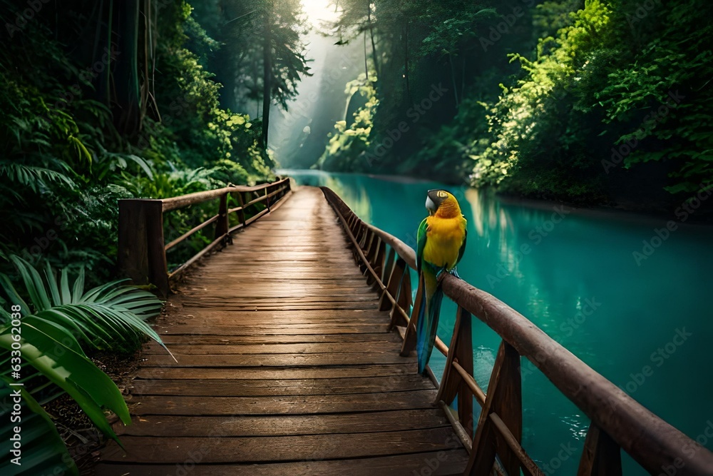 wooden bridge in the forest