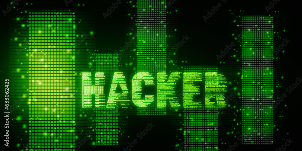 2d illustration cyber crime and internet privacy hacking.Network security,cyber attack,computer virus,ransomware and malware concept
