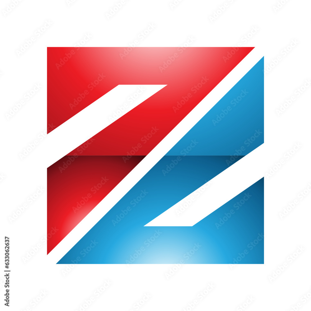 Red and Blue Glossy Triangular Square Shaped Letter Z Icon Red and Blue Glossy Triangular Square Shaped Letter Z Icon