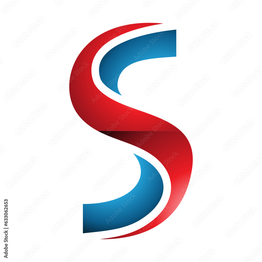 Red and Blue Glossy Twisted Shaped Letter S Icon Red and Blue Glossy Twisted Shaped Letter S Icon