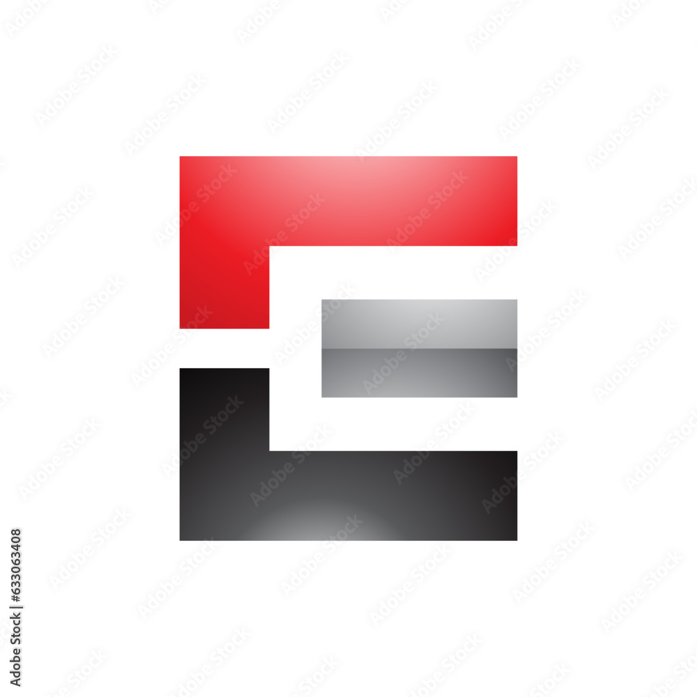 Red Black and Grey Glossy Rectangular Letter E Icon Red Black and Grey Glossy Rectangular Letter E Icon