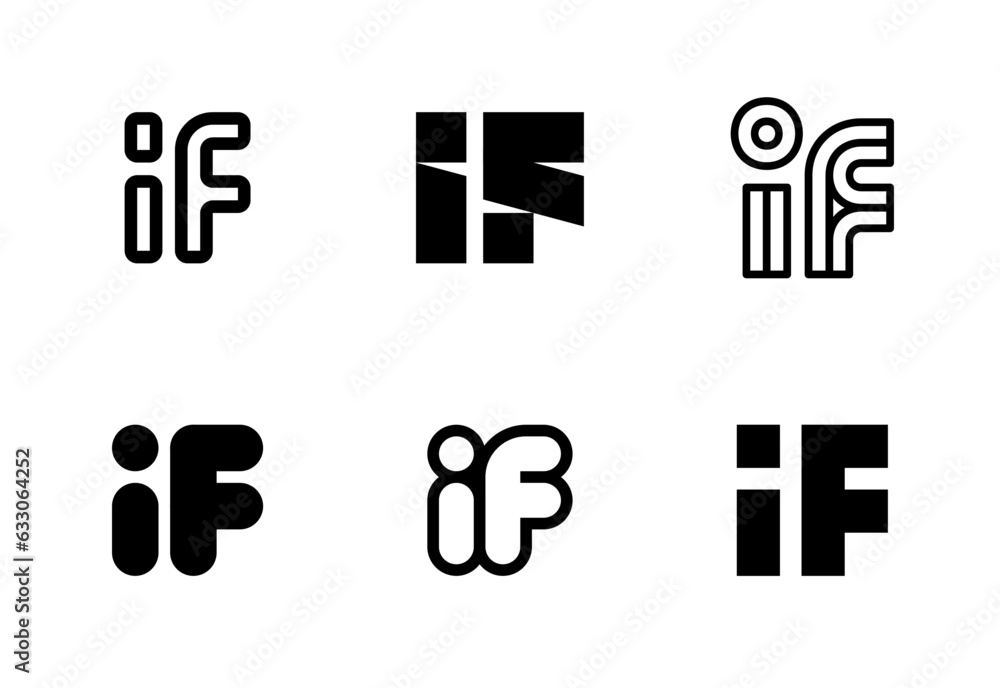Set of letter IF logos. Abstract logos collection with letters. Geometrical abstract logos Set of letter IF logos. Abstract logos collection with letters. Geometrical abstract logos