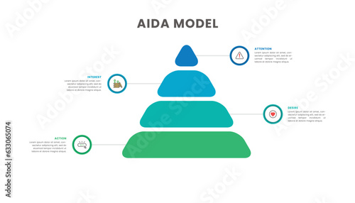 Pyramid AIDA model infographic template design