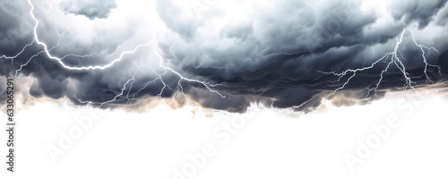 Storm clouds with lightnings isolated on transparent background - Generative AI photo