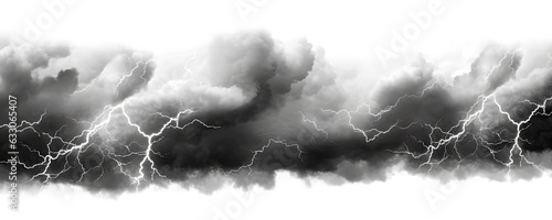Fotografia Storm clouds with lightnings isolated on transparent background - Generative AI