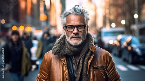 Stylish gray-haired man in modern city setting © Nick Alias