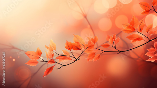 Embrace the cozy ambiance of fall with this warm background adorned with tree branches and autumn leaves, offering free space for your artistic vision. Ai Generated