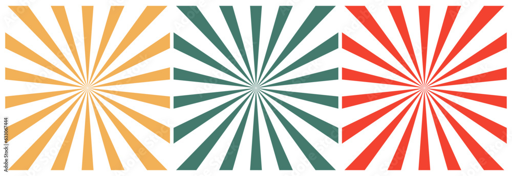 Set of retro backgrounds. Sun rays. Vector banner Set of retro backgrounds. Sun rays. Vector banner