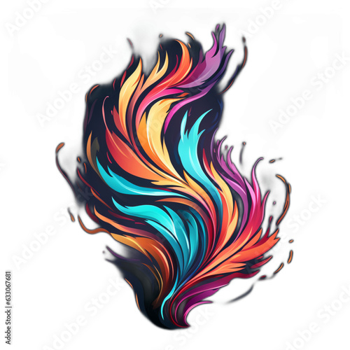 Colorful smoke fire logo on a transparent background png. AI Generated
