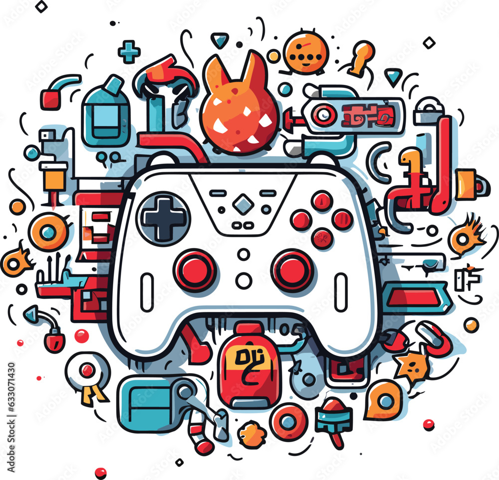 Fototapeta premium Video game controller vector illustration for t-shirt design