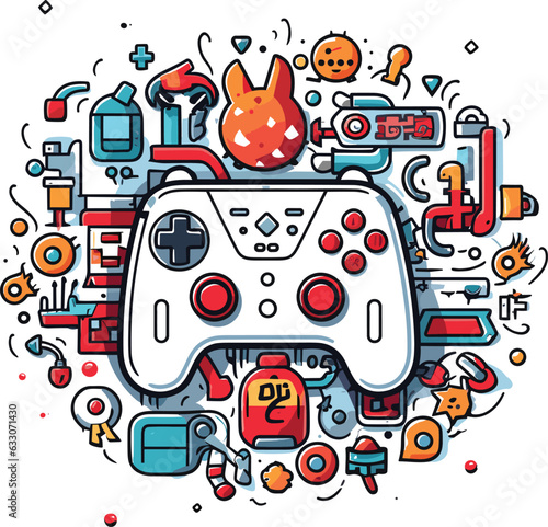 Video game controller vector illustration for t-shirt design