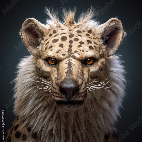 Portrait of a cheetah, Panthera leopard. solid background