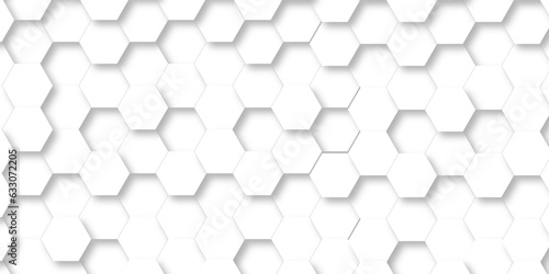 Fototapeta Naklejka Na Ścianę i Meble -  Abstract modern Background with white lines 3d Hexagonal structure futuristic white background and Embossed Hexagon , honeycomb white Background ,light and shadow ,Vector.