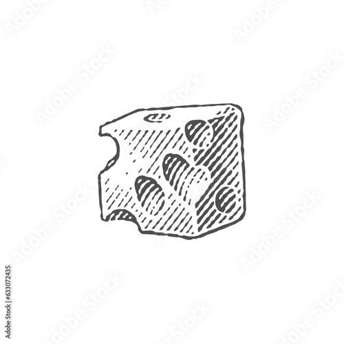 Cheese. Hand drawn engraving style illustrations. Vector illustration.