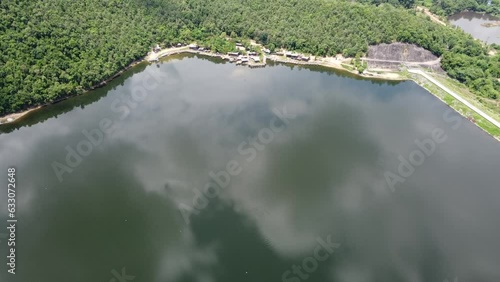 Aerial view of Mae Thi Reservoir Ban Thi District Lamphun Thailand