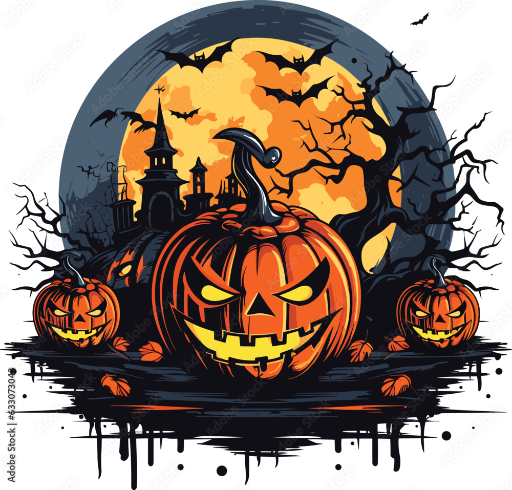 Fototapeta premium Halloween pumpkin t-shirt design vector illustration