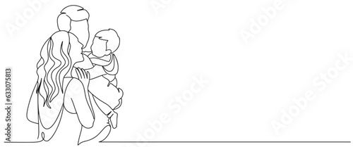 Happy family line art vector illustration