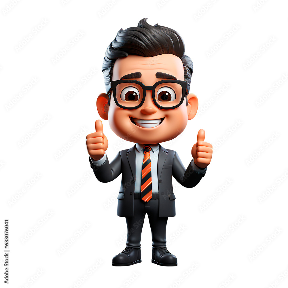 Smiling business man in 3d render for graphic composition, man in suit in 3d