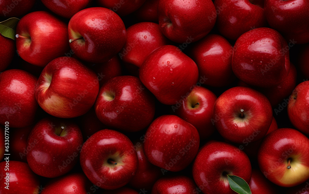 Top view of bright ripe fragrant red apples background Top view of bright ripe fragrant red apples background