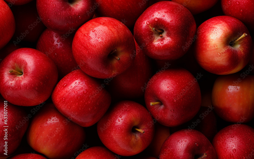 Top view of bright ripe fragrant red apples background Top view of bright ripe fragrant red apples background
