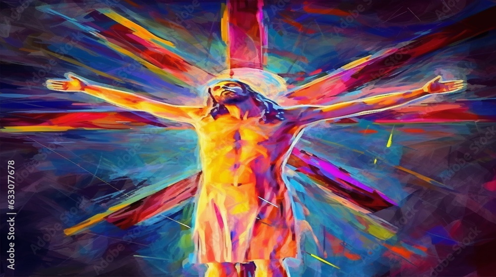 Abstract art. Colorful painting art of the cross. Generative AI