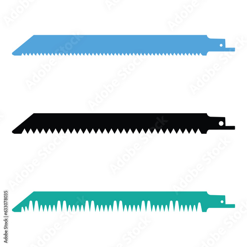 Woodworking Tools, Iron Working Tools Reciprocating saw blades. Vector illustration EPS 10. editable stroke.