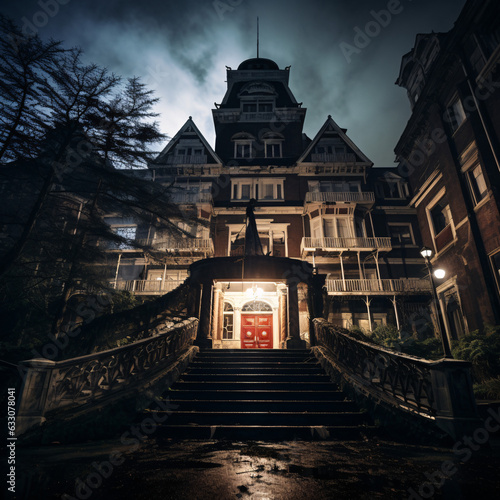 Step into the eerie ambiance of a scary haunted hotel with a dark past, where chilling tales and paranormal mysteries await your discovery photo