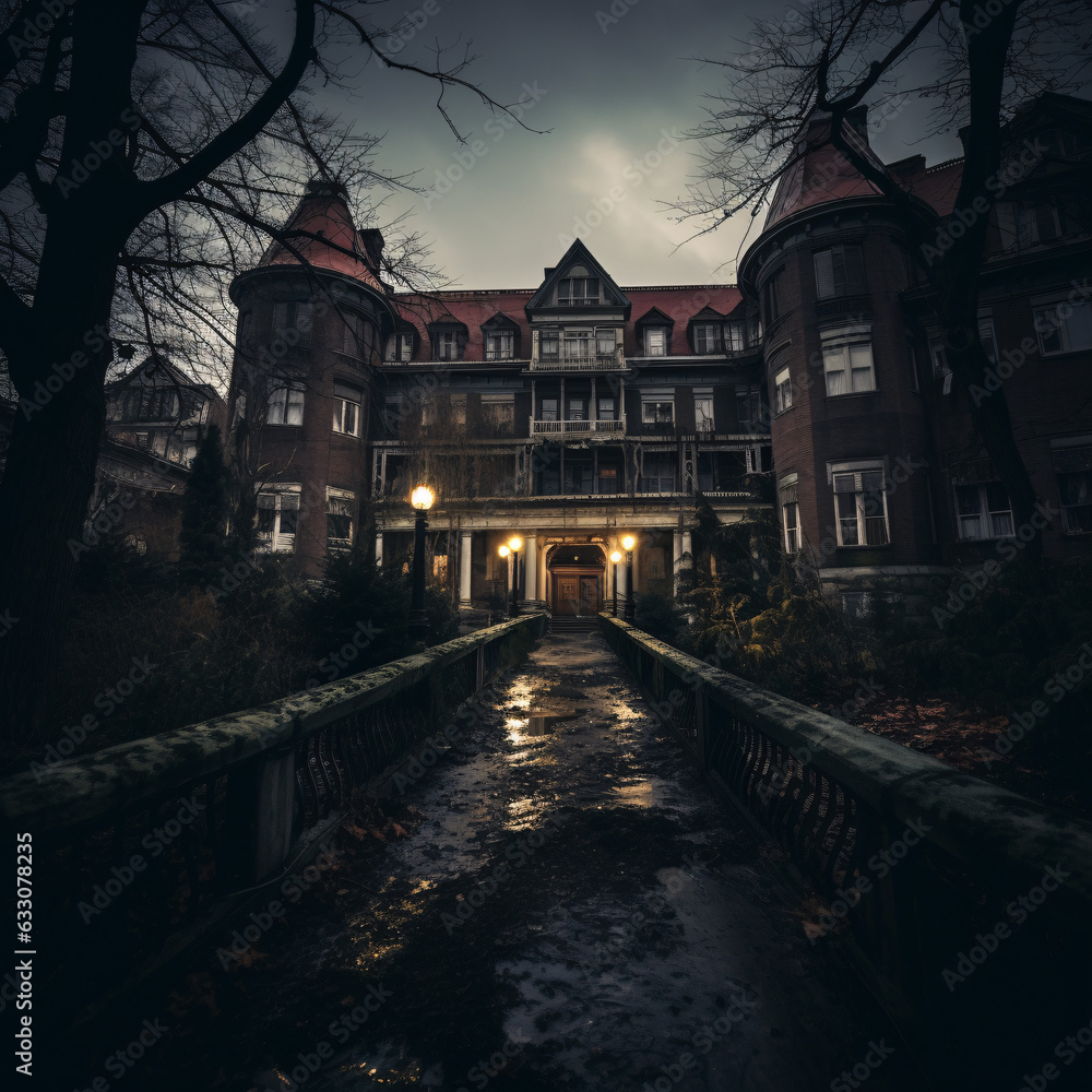 Step into the eerie ambiance of a scary haunted hotel with a dark past, where chilling tales and paranormal mysteries await your discovery