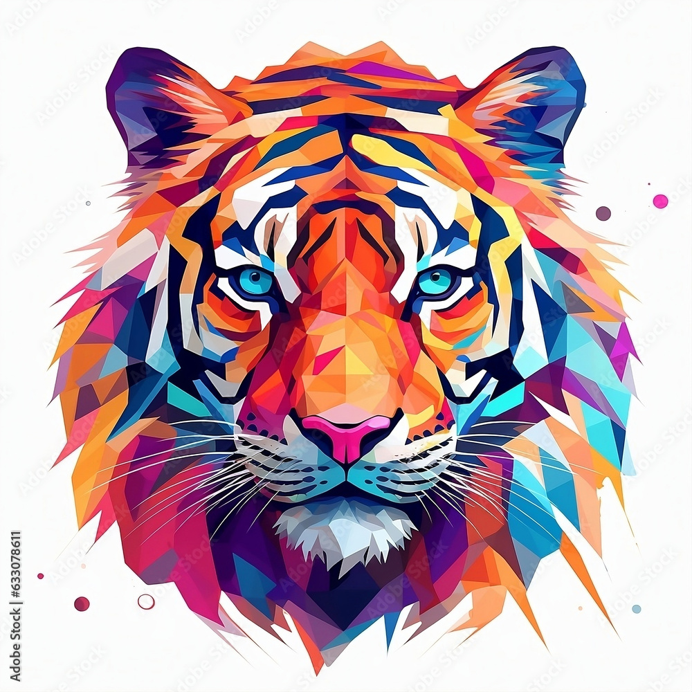 Colorful tiger low poly triangular design