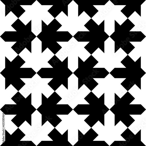 Equivocal figures and fluctuation of attention optical illusion. Tile with identical black and white patterns. Looking at it constantly, it fluctuates between white on black background and vice versa.
