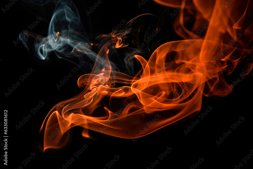 Orange Smoke On Black Background. Generative AI Orange Smoke On Black Background. Generative AI