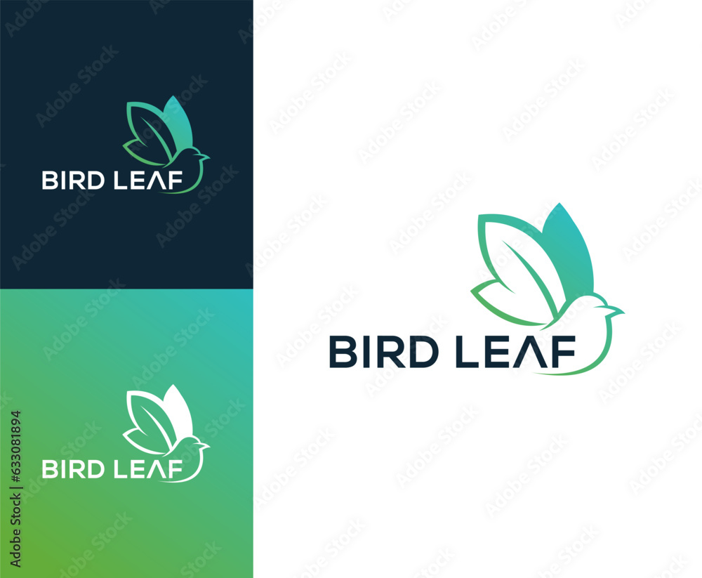 Bird leaf logo design vector illustration inspiration
