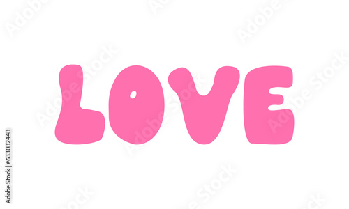 Love lettering word in retro groovy style. Vector flat illustration on isolated background