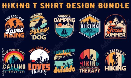 Climber hiker backpacker silhouette vector of a mountaineer t shirt design bundle