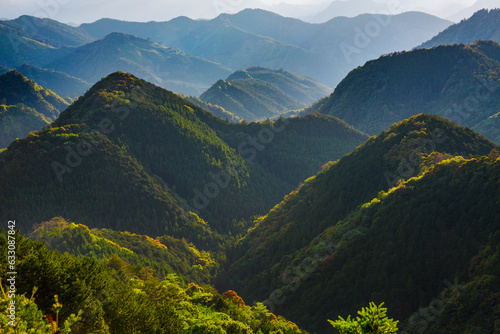 View of high mountains, Kumano Kodo Pilgrimage Route, Japan