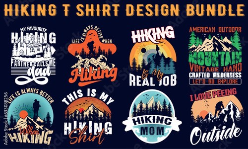 Climber hiker backpacker silhouette vector of a mountaineer t shirt design bundle