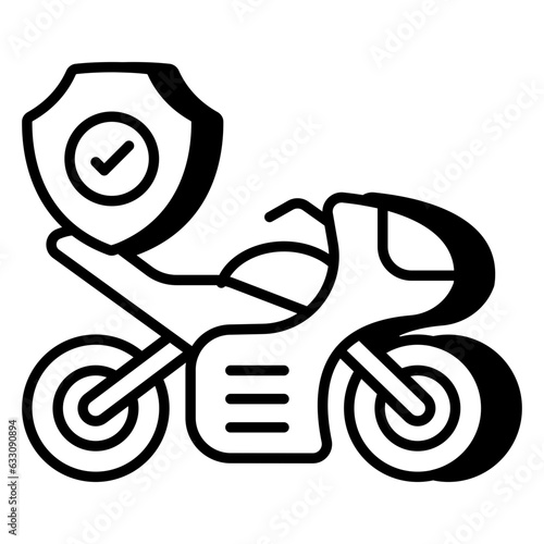Conceptual flat design icon of motorcycle insurance