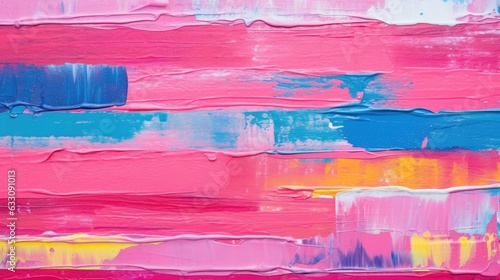 Fototapeta Naklejka Na Ścianę i Meble -  A thickly smeared layer of paint in the form of a colorful brick wall. Mixing paints with gradient vivid colors. Strokes of paint. Liquid artwork. Illustration for banner, poster, cover or brochure.